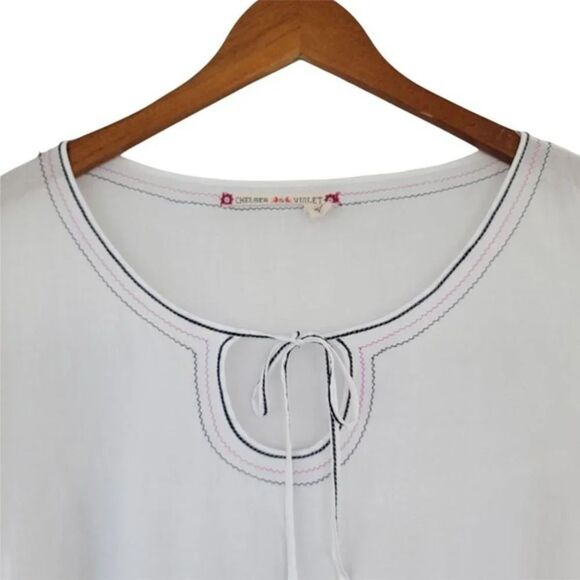 Chelsea & Violet Boho Embroidered Blouse Womans Size M White Multi‎ - Picture 2 of 14